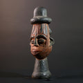 African Songye Head Figure Tribal Wood Sculpture Congo Art Spirit Carving Ceremonial Bust Ethnic Home Decor Wall Accent-G5615