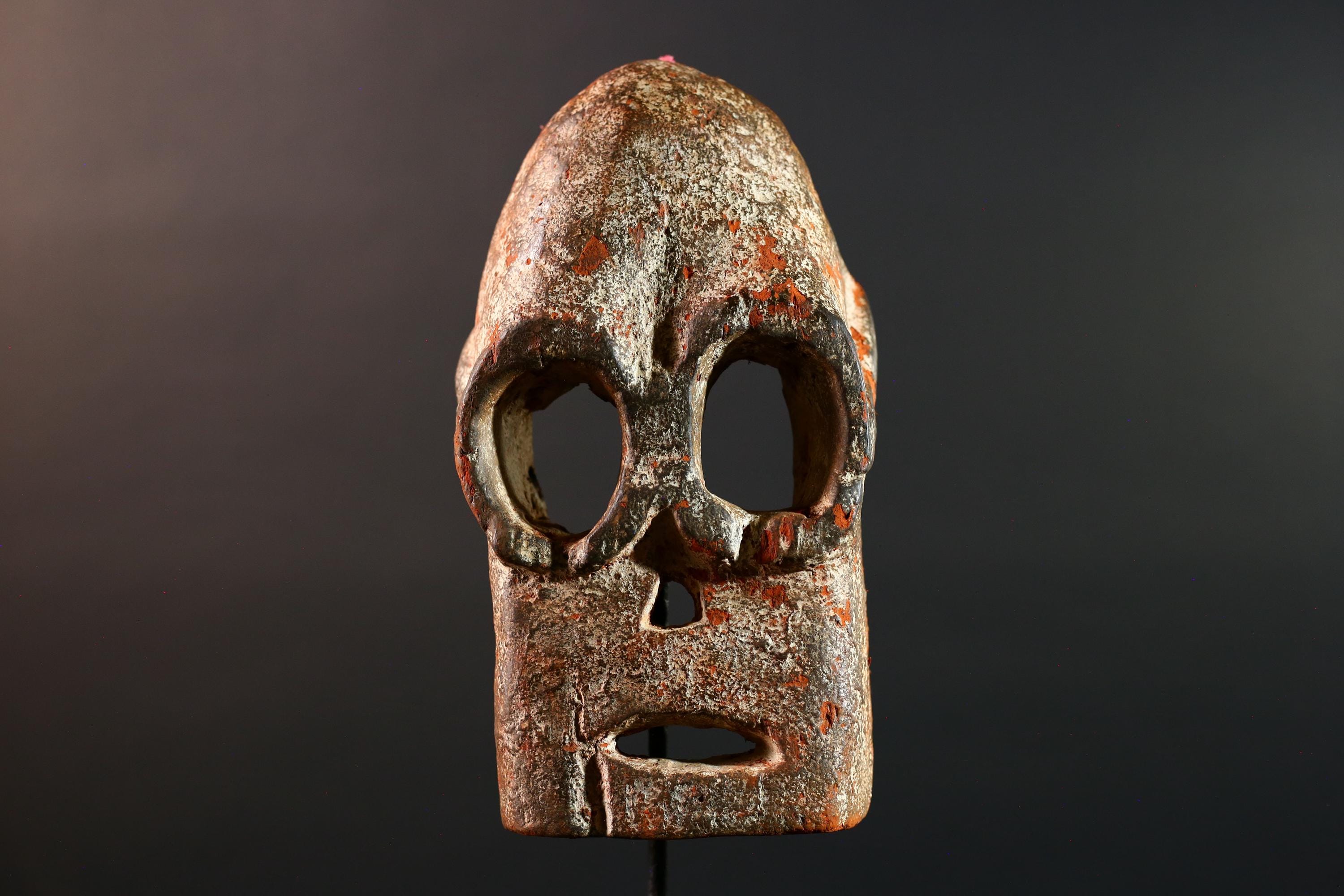 African Bwa Mask Carved Tribal Wood Face Burkina Faso Painted Spirit Wall Art Ceremonial African Decor Ritual Sculpture-G5618
