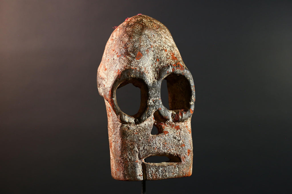 African Bwa Mask Carved Tribal Wood Face Burkina Faso Painted Spirit Wall Art Ceremonial African Decor Ritual Sculpture-G5618