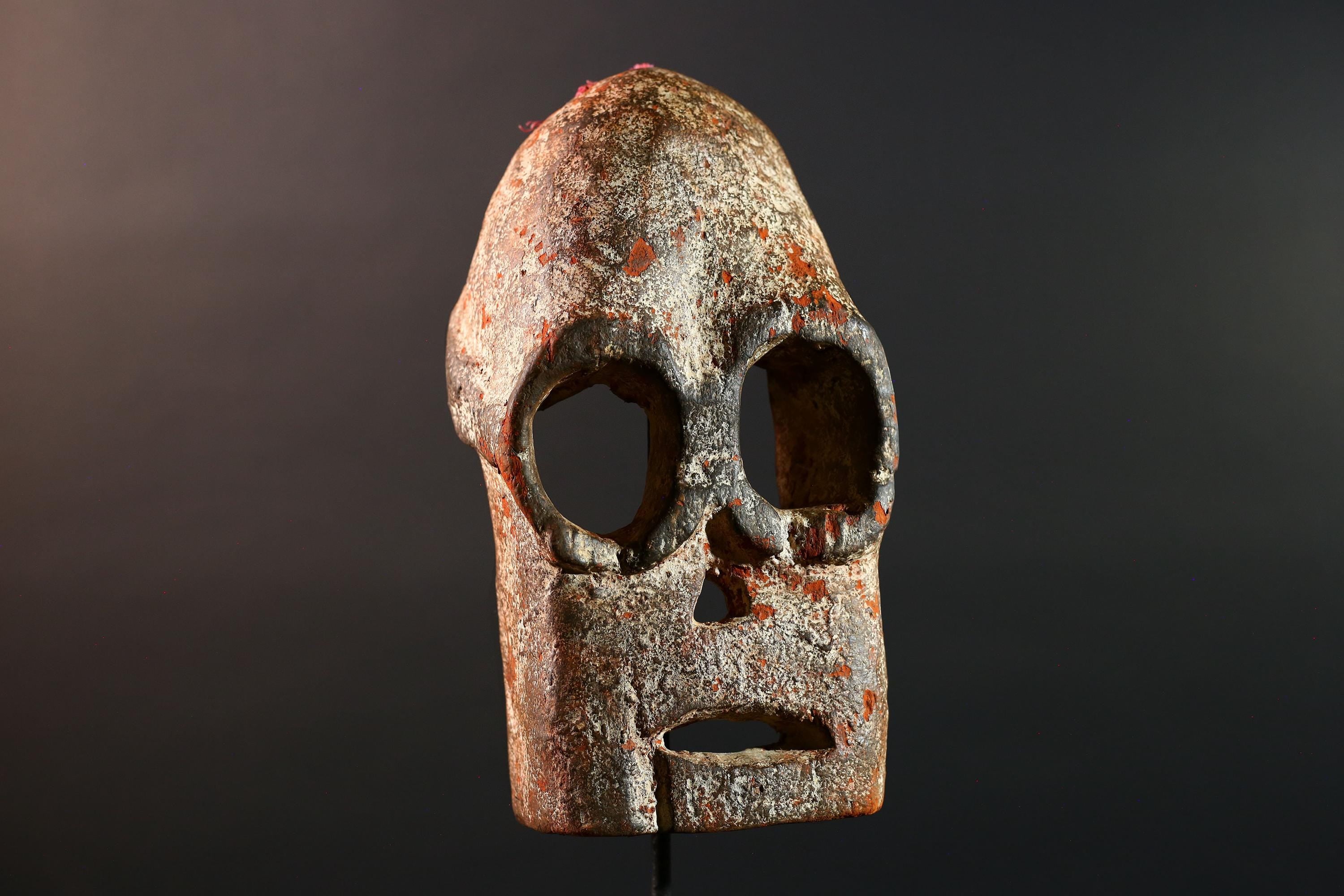 African Bwa Mask Carved Tribal Wood Face Burkina Faso Painted Spirit Wall Art Ceremonial African Decor Ritual Sculpture-G5618