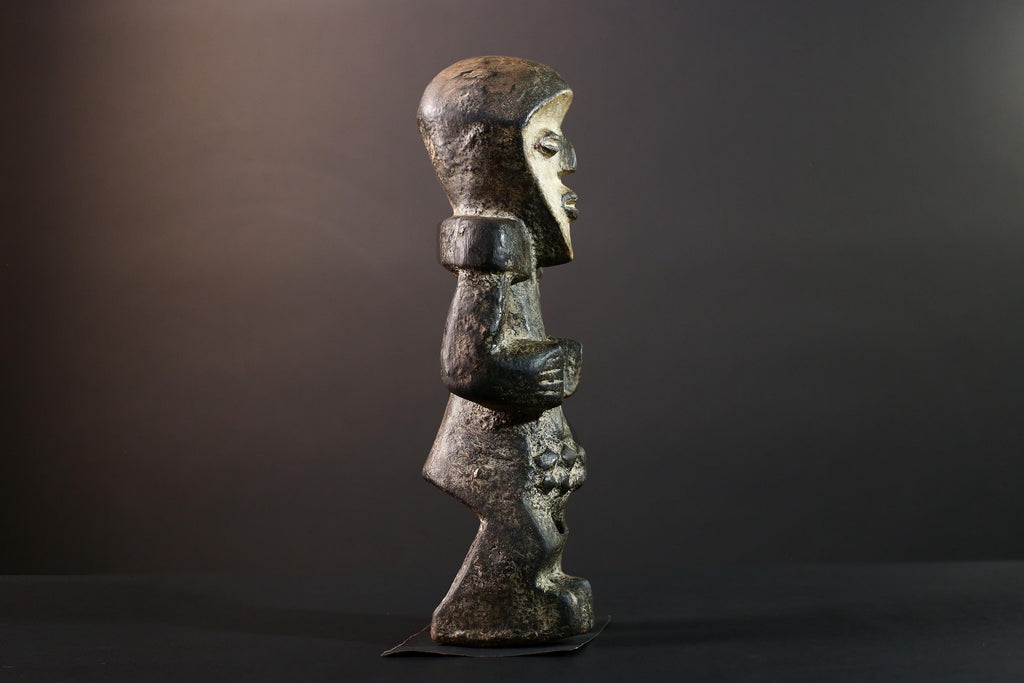 African tribal figure Lega statue Congo carved wood art sculpture symbolic spirit decor ancestral ethnic ritual carving gift-G5623