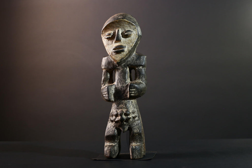 African tribal figure Lega statue Congo carved wood art sculpture symbolic spirit decor ancestral ethnic ritual carving gift-G5623