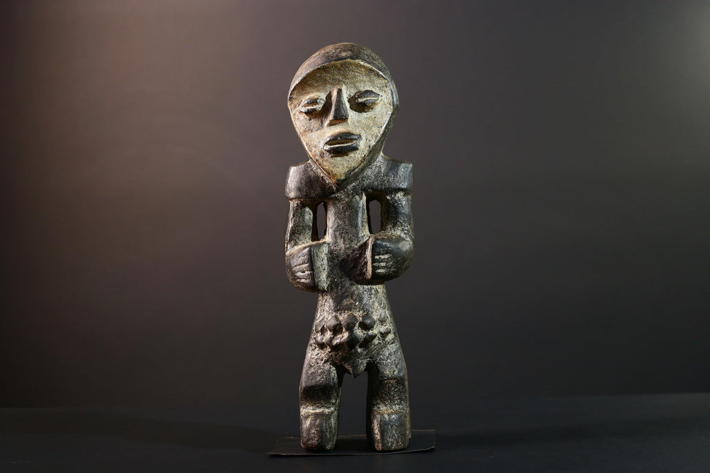 African tribal figure Lega statue Congo carved wood art sculpture symbolic spirit decor ancestral ethnic ritual carving gift-G5623