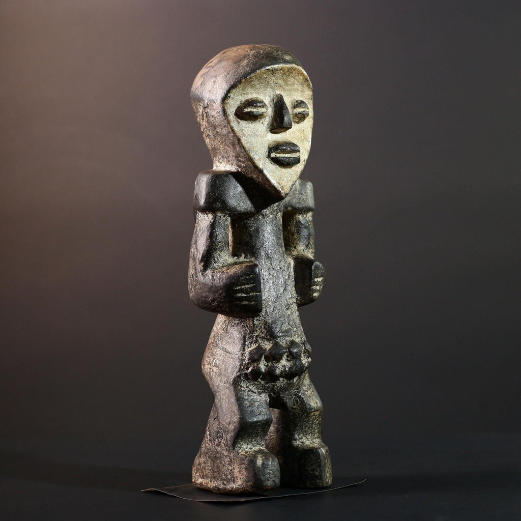 African tribal figure Lega statue Congo carved wood art sculpture symbolic spirit decor ancestral ethnic ritual carving gift-G5623