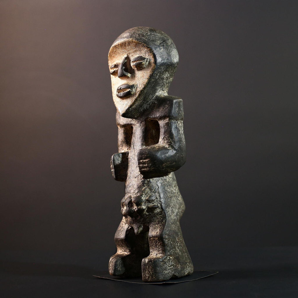 African tribal figure Lega statue Congo carved wood art sculpture symbolic spirit decor ancestral ethnic ritual carving gift-G5623
