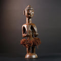African tribal figure Congo statue carved female wood spirit art fiber skirt ethnic fertility sculpture ancestral decor gift-G5624