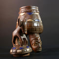 African Yoruba Carved Container Tribal Wood Sculpture With Donkey Nigeria Art Decor Storage Vessel Ethnic Cultural Piece-G5637