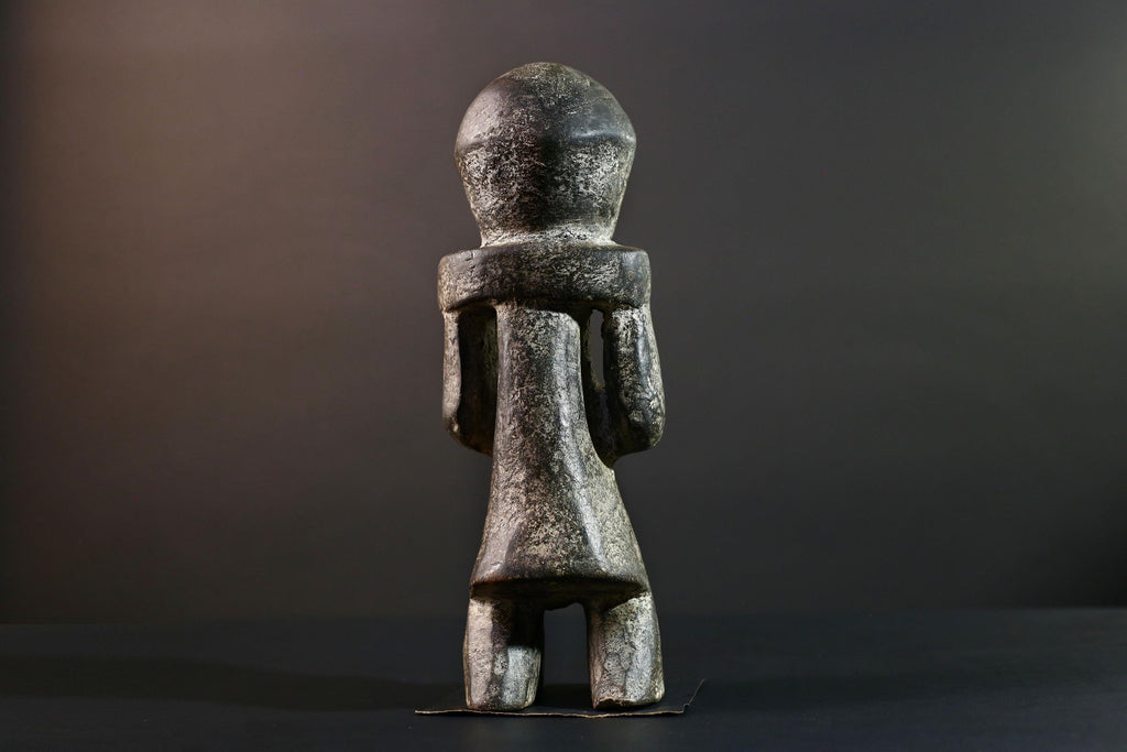 African Congo tribal figure with stylized face carved wood fertility sculpture ancestral decor primitive masculine statue-G5641
