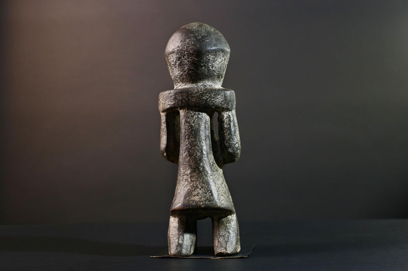 African Congo tribal figure with stylized face carved wood fertility sculpture ancestral decor primitive masculine statue-G5641