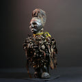 African Nkisi Nail Figure Power Sculpture Congo Tribal Fetish Statue Carved Wood Charm with Nails Protective Ritual Art-G5643