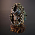 African Dan Cowrie Shell Mask Hand-Carved Wood Sculpture Tribal Spirit Wall Hanging Decor Ancestral Relic Folk Art Ivory Coast-G5646
