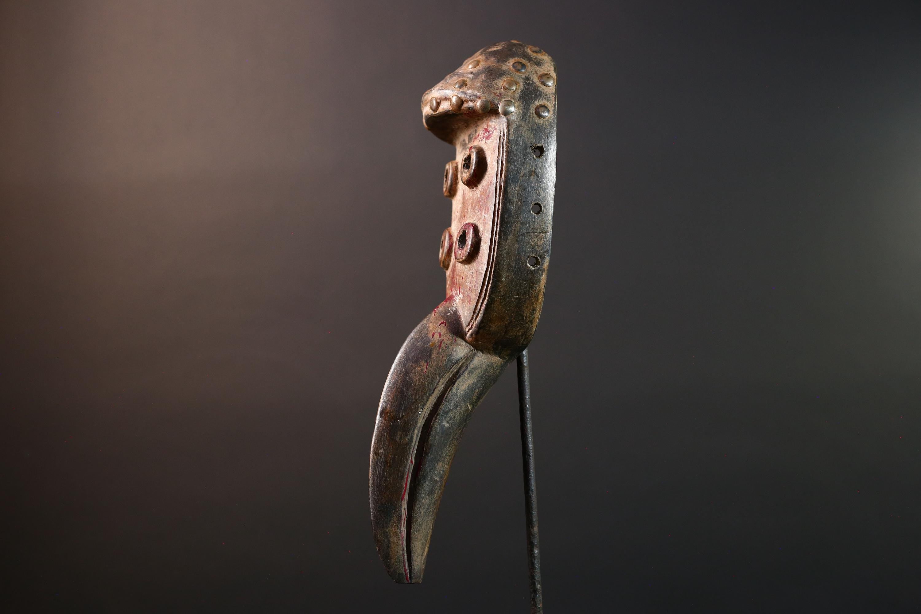 African Tribal Wall Mask Grebo Bird Beak Carved Wood Art Liberia Face Decor Vintage African Sculpture Wall Hanging Mask-G5668