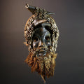 African Dan Antelope Mask Tribal Carved Wood Face Côte d’Ivoire Cowrie Beard Horns Ritual Wall Art Decor Mask African-G5671