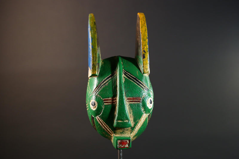 West African mask Bwa Bobo painted wood carving tribal wall decor Burkina Faso art collectible home accent folk tribal sculpture G5677