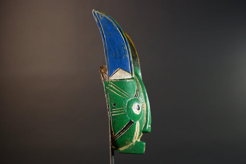 West African mask Bwa Bobo painted wood carving tribal wall decor Burkina Faso art collectible home accent folk tribal sculpture G5677