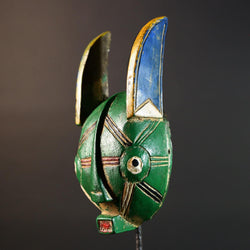 West African mask Bwa Bobo painted wood carving tribal wall decor Burkina Faso art collectible home accent folk tribal sculpture G5677
