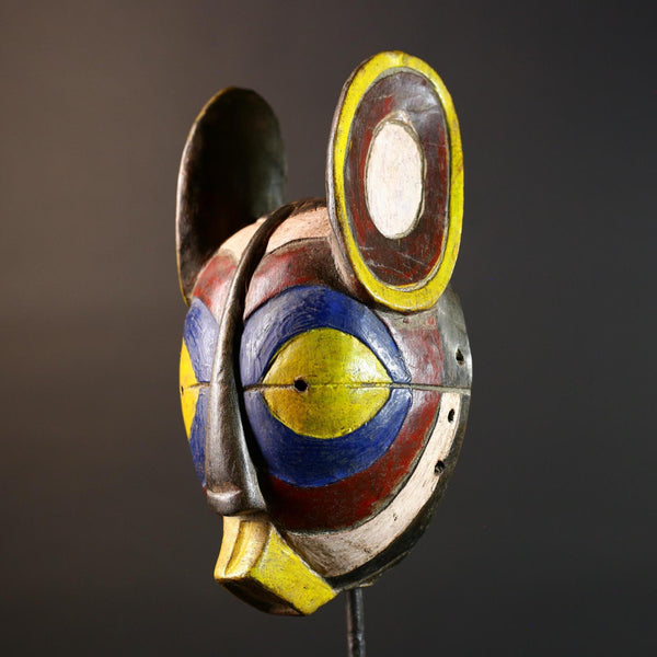 Authentic Vintage African Bwa Bobo Wooden Carved Mask Painted Geometric Face Sculpture Home Decor Unique Collectible Gift Wall Art G5678