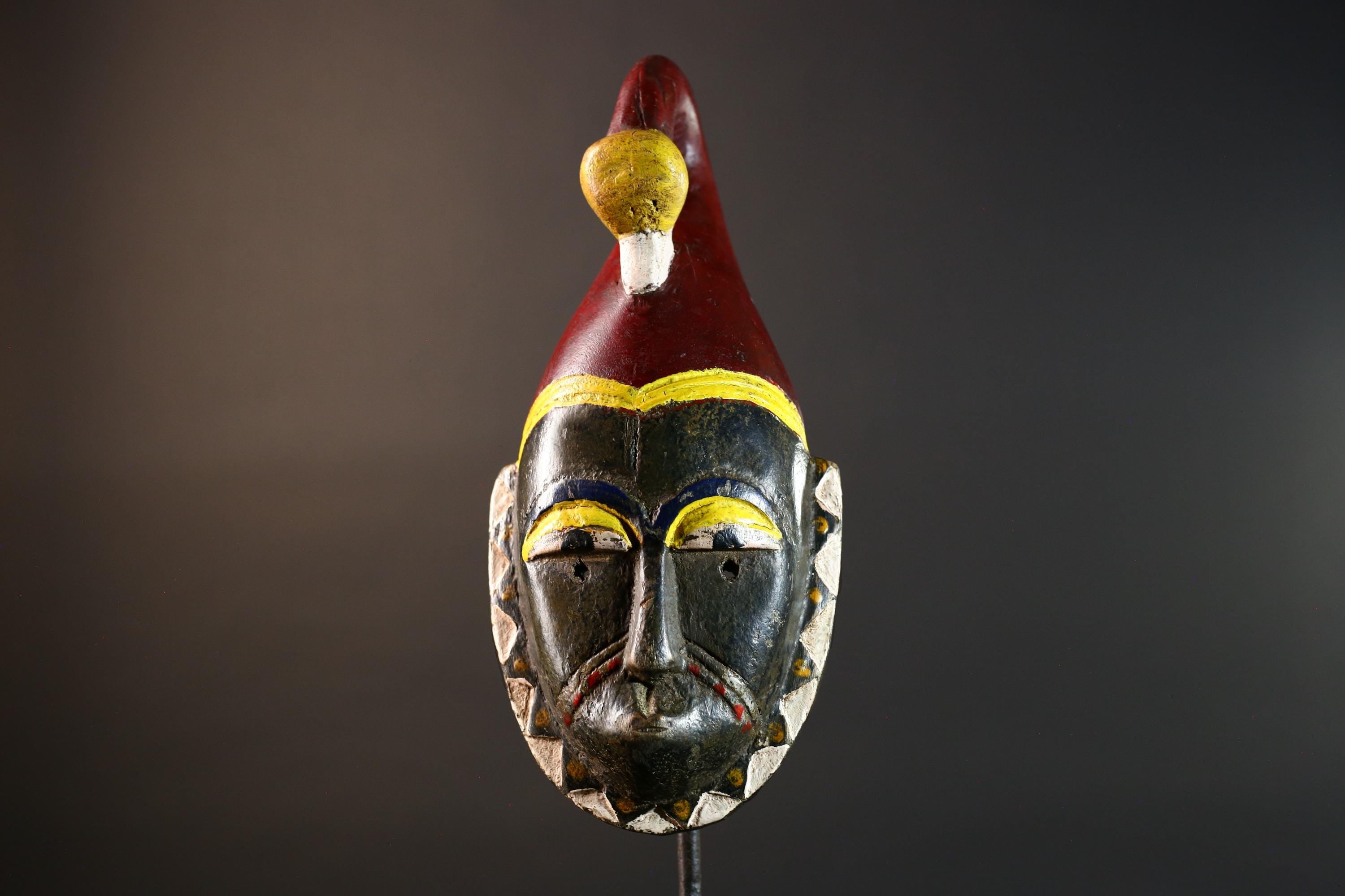 African Guro Mask Carved Wood Tribal Face Western Africa Ritual Art Decor Unique Handmade Collectible Ethnic Walls Home Sculpture-G5679