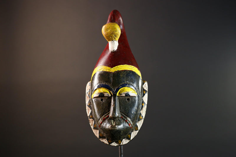 African Guro Mask Carved Wood Tribal Face Western Africa Ritual Art Decor Unique Handmade Collectible Ethnic Walls Home Sculpture-G5679