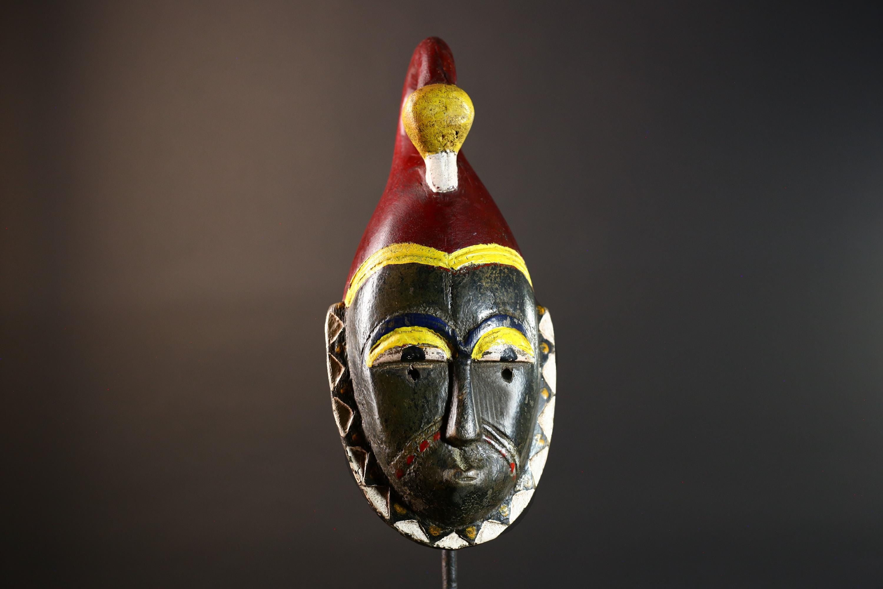 African Guro Mask Carved Wood Tribal Face Western Africa Ritual Art Decor Unique Handmade Collectible Ethnic Walls Home Sculpture-G5679