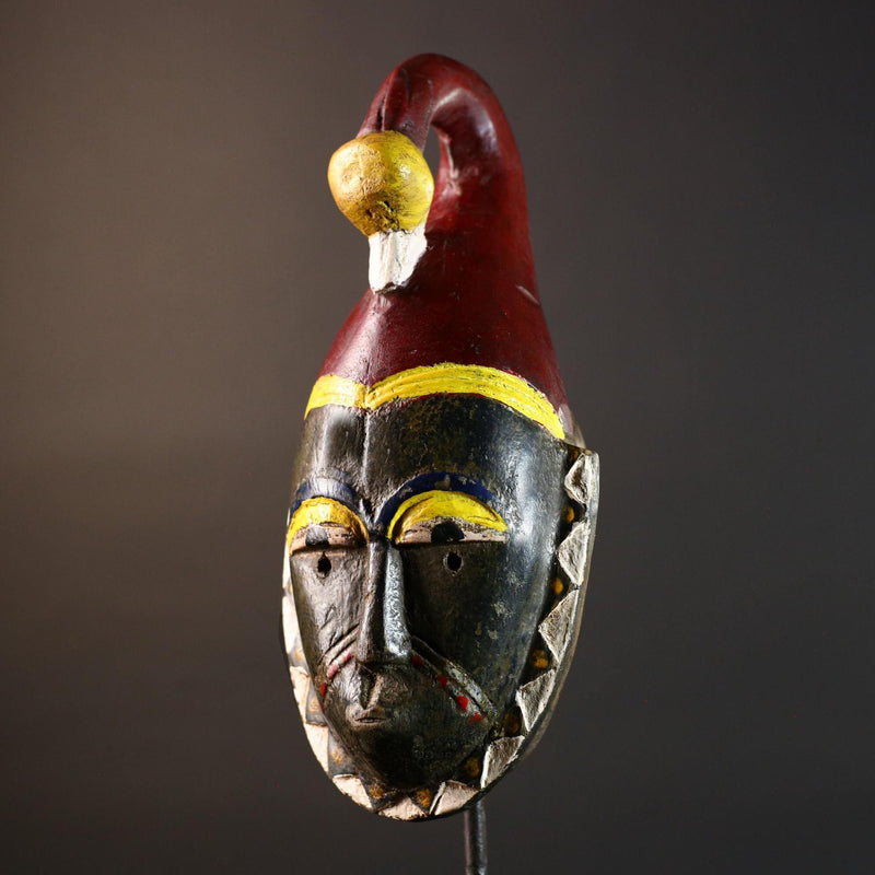 African Guro Mask Carved Wood Tribal Face Western Africa Ritual Art Decor Unique Handmade Collectible Ethnic Walls Home Sculpture-G5679