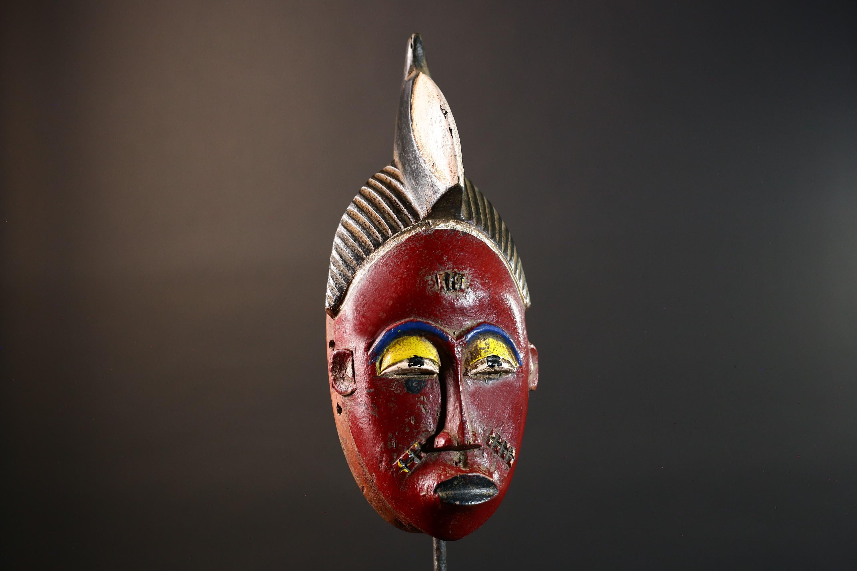 African Guro Tribal Mask Carved Wood Ethnic Home Decor Collectible Vintage Sculpture Handmade Wall Art Authentic Cultural Artifact-G5680