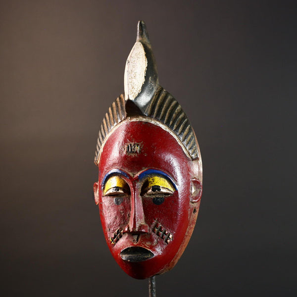 African Guro Tribal Mask Carved Wood Ethnic Home Decor Collectible Vintage Sculpture Handmade Wall Art Authentic Cultural Artifact-G5680
