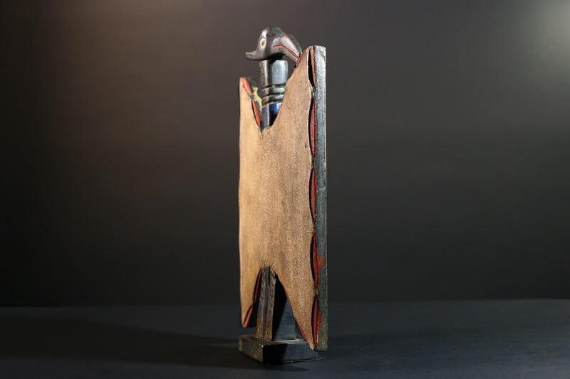 Toussian Plank Bird Mask Carved Wood Ethnic Home Decor Collectible Vintage Sculpture Handmade Wall Art Cultural Artifact Authentic-G5684