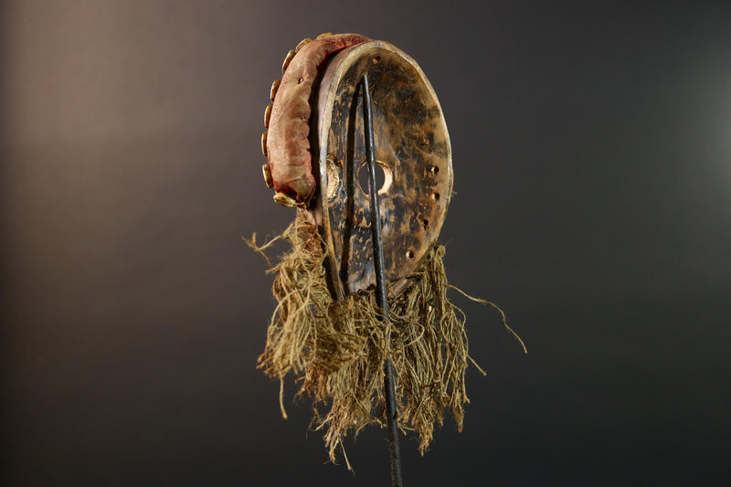 African Dan Mask Hand Carved Cowrie Shell Rustic Tribal Wall Decor Art Sculpture Gallery Display Very Unique Home Accent Wood Carving-G5696