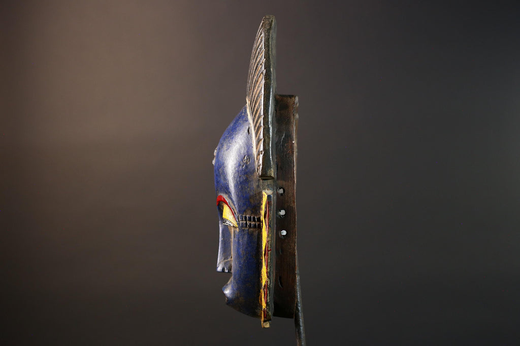 African Sun Face Wall Mask Hand-Carved Wood Tribal Home Decor Ethnic Art Hanging Piece Unique Handcrafted Gift One-of-a-Kind Collector -9720