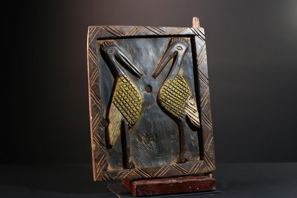 African wood carving Dogon bird panel art piece tribal home decor cultural artifact rustic ethnic wall art unique African sculpture-G5562