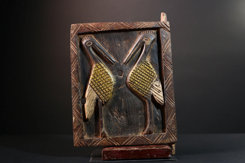 African wood carving Dogon bird panel art piece tribal home decor cultural artifact rustic ethnic wall art unique African sculpture-G5562