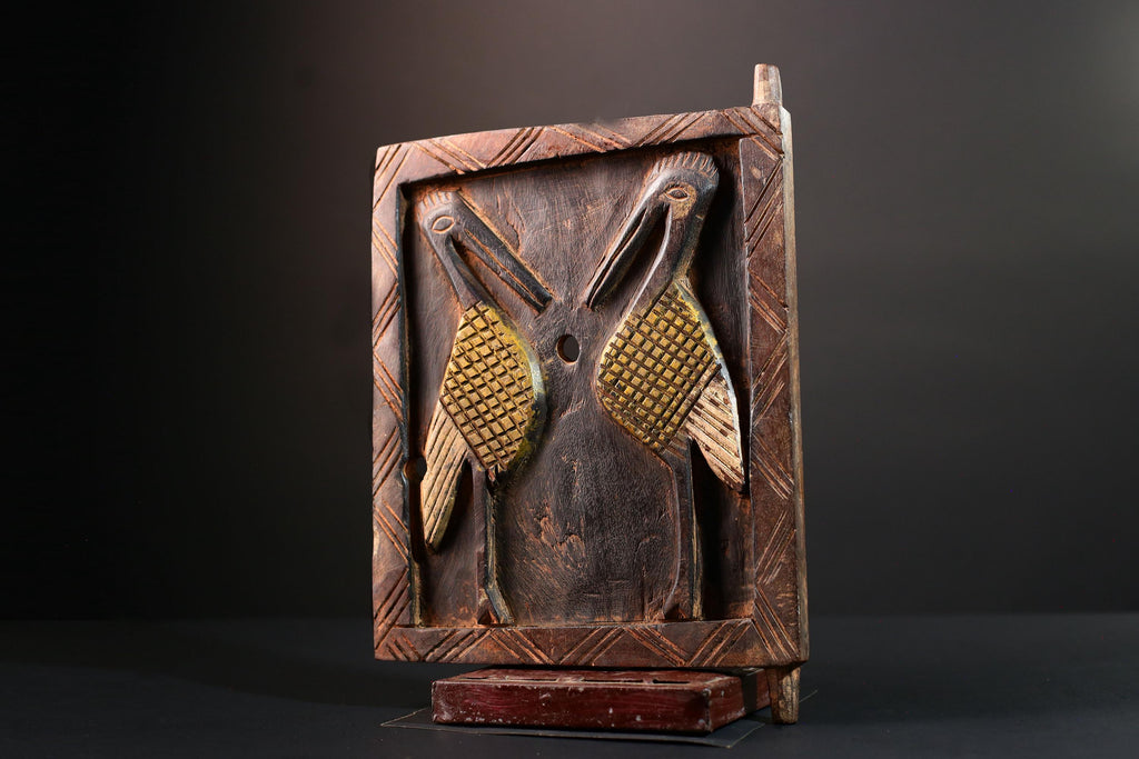 African wood carving Dogon bird panel art piece tribal home decor cultural artifact rustic ethnic wall art unique African sculpture-G5562