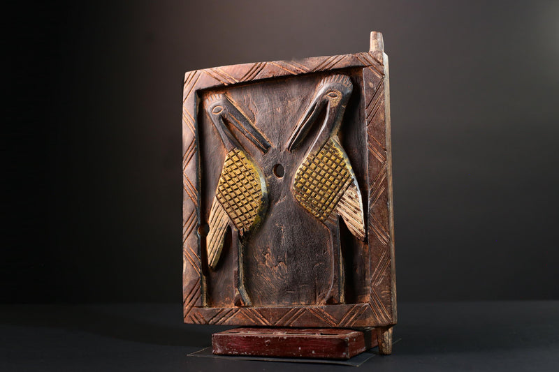 African wood carving Dogon bird panel art piece tribal home decor cultural artifact rustic ethnic wall art unique African sculpture-G5562