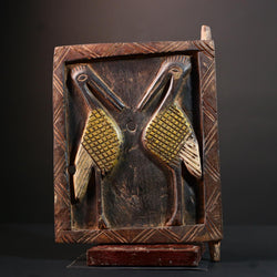 African wood carving Dogon bird panel art piece tribal home decor cultural artifact rustic ethnic wall art unique African sculpture-G5562