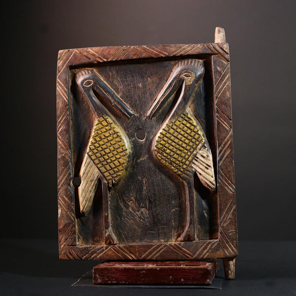 African wood carving Dogon bird panel art piece tribal home decor cultural artifact rustic ethnic wall art unique African sculpture-G5562