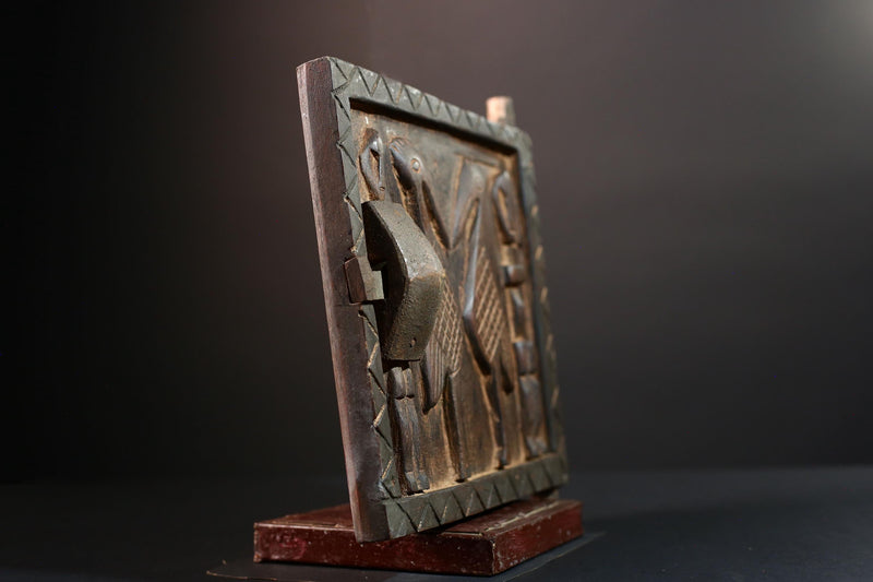 Dogon tribal art African panel carved wall decor ancestral sculpture rustic cultural artifact ethnic wood carving African home accent-G5563
