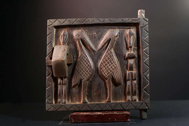 Dogon tribal art African panel carved wall decor ancestral sculpture rustic cultural artifact ethnic wood carving African home accent-G5563