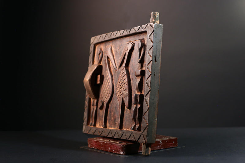Dogon tribal art African panel carved wall decor ancestral sculpture rustic cultural artifact ethnic wood carving African home accent-G5563