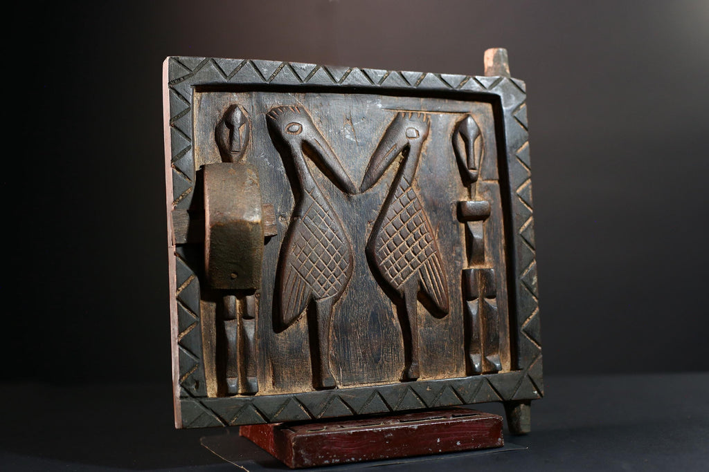 Dogon tribal art African panel carved wall decor ancestral sculpture rustic cultural artifact ethnic wood carving African home accent-G5563