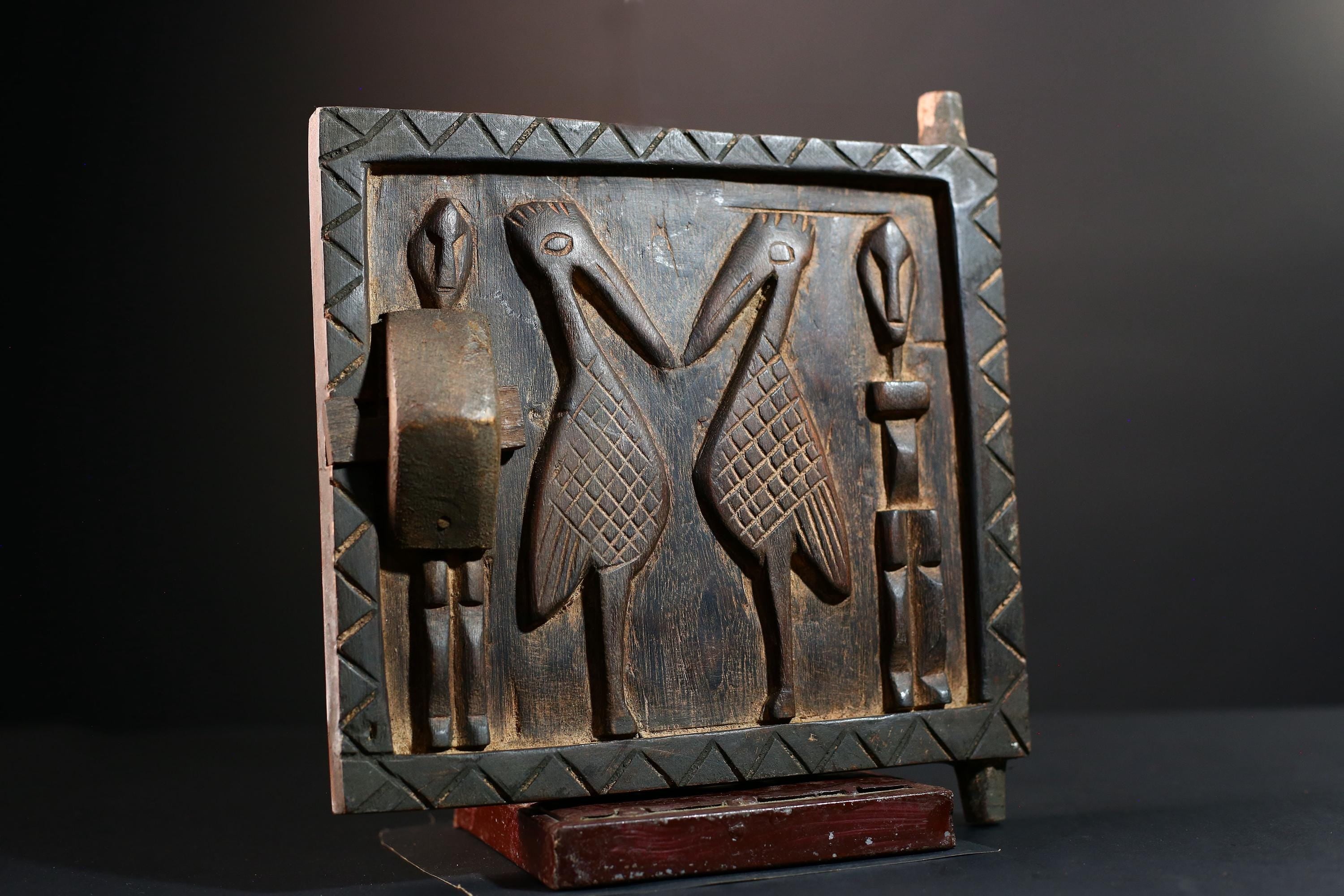 Dogon tribal art African panel carved wall decor ancestral sculpture rustic cultural artifact ethnic wood carving African home accent-G5563