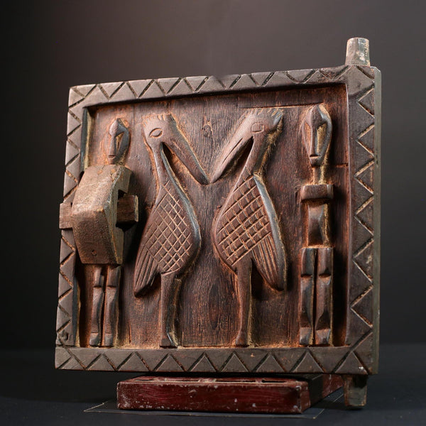 Dogon tribal art African panel carved wall decor ancestral sculpture rustic cultural artifact ethnic wood carving African home accent-G5563