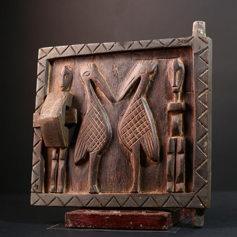 Dogon tribal art African panel carved wall decor ancestral sculpture rustic cultural artifact ethnic wood carving African home accent-G5563