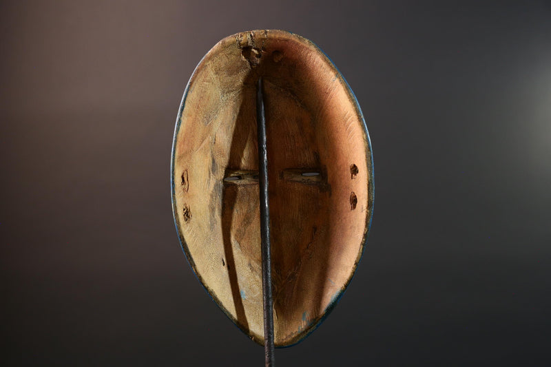 African wood mask Dan blue wall carving tribal decor portrait face mask cultural artifact painted mask decor artisan crafted artwork G5564