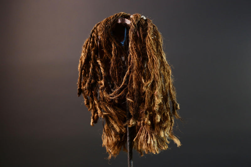 Dan African Tribal Mask With Cowrie Shells Hand Carved Wood Face With Fiber Beard Ethnic Wall Art Ceremonial Boho Home Decor G5580