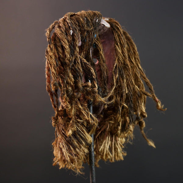 Dan African Tribal Mask With Cowrie Shells Hand Carved Wood Face With Fiber Beard Ethnic Wall Art Ceremonial Boho Home Decor G5580