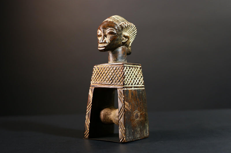 African Wooden Pulley Sculpture Decorative Home Wall Art Vintage Rustic Handcrafted Wood Art Gift Authentic Rare-G5702