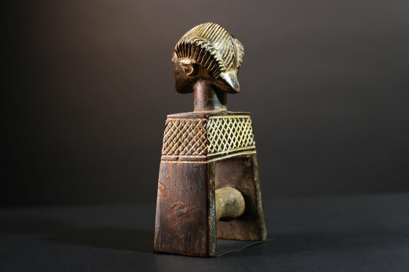 African Wooden Pulley Sculpture Decorative Home Wall Art Vintage Rustic Handcrafted Wood Art Gift Authentic Rare-G5702