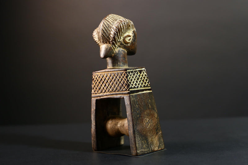 African Wooden Pulley Sculpture Decorative Home Wall Art Vintage Rustic Handcrafted Wood Art Gift Authentic Rare-G5702