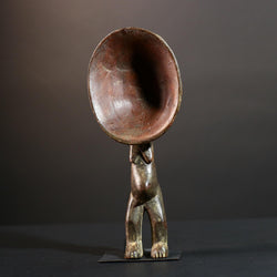 Handcrafted African Wooden Spoon Sculpture Serving Dish Art Rustic Home Decor Vintage Kitchen Gift Unique Tribal Accent Piece Art-G5703